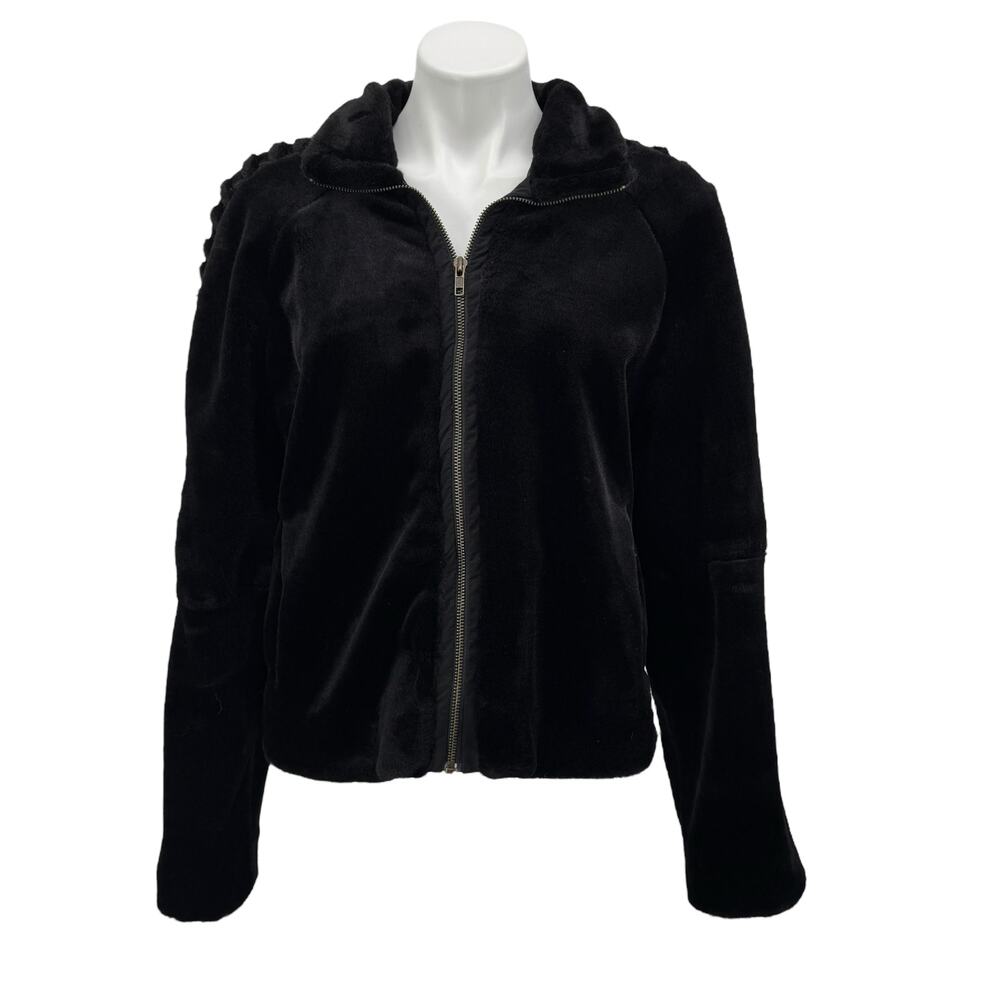 Alpine Studio Velvet Jacket Women's SZ M Black Cozy Soft VTG Casual‎ Y2K Lounge